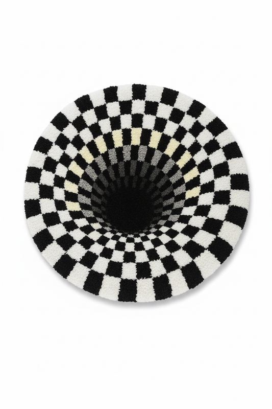 3-D black hole illusion rug